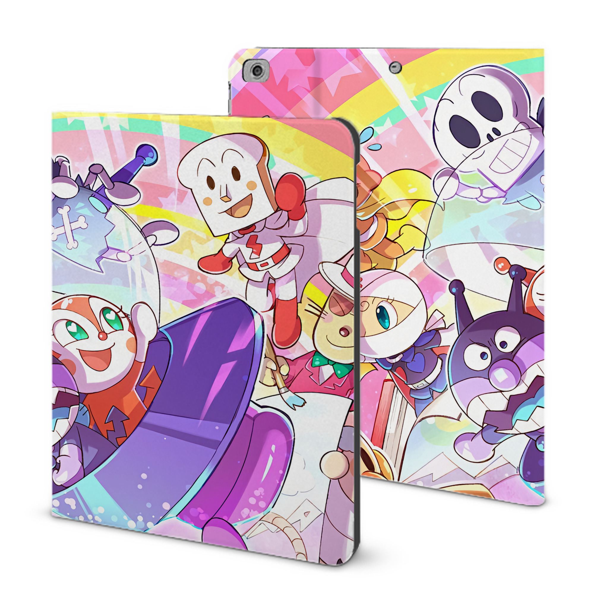 （画像用） アンパンマン Anpanman IPad ケース ブック型 PUレザー TPU 耐衝撃 軽量 薄型 ペン収納なし 全面保護 IPad 各モデル対応